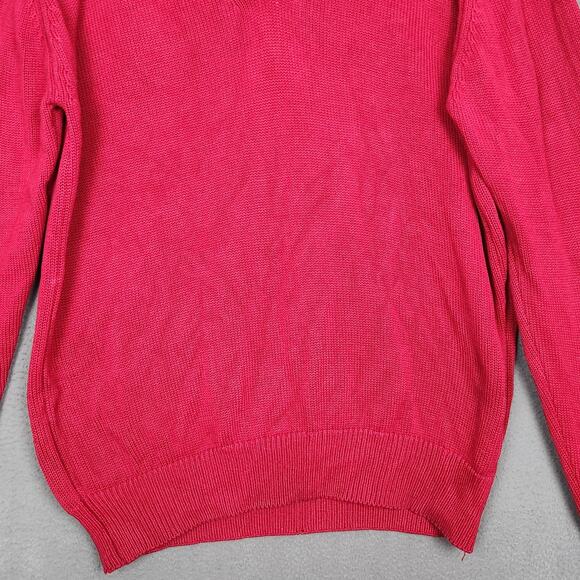 Vintage Lands End Sweater Mens Large Tall Red Drifter V Neck Knit Made USA 90s - Picture 6 of 11